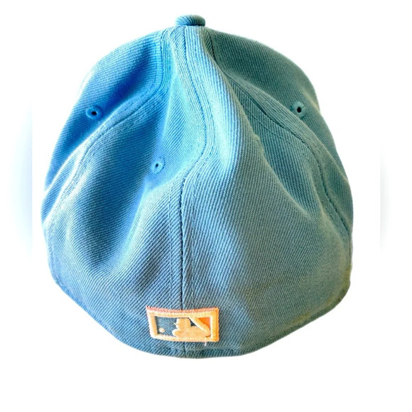 Los Angeles Dodgers New Era Fitted Hat Sky Blue/ Pink SIZE 7 1988 World Series - Picture 3 of 9